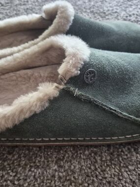 Birkenstock Green Suede Shearling Lined Clogs